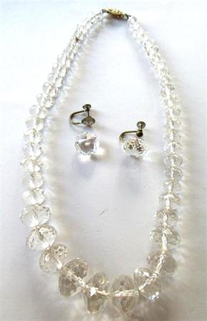 Vintage Lead Crystal? Necklace Set  Needs Restring Repair