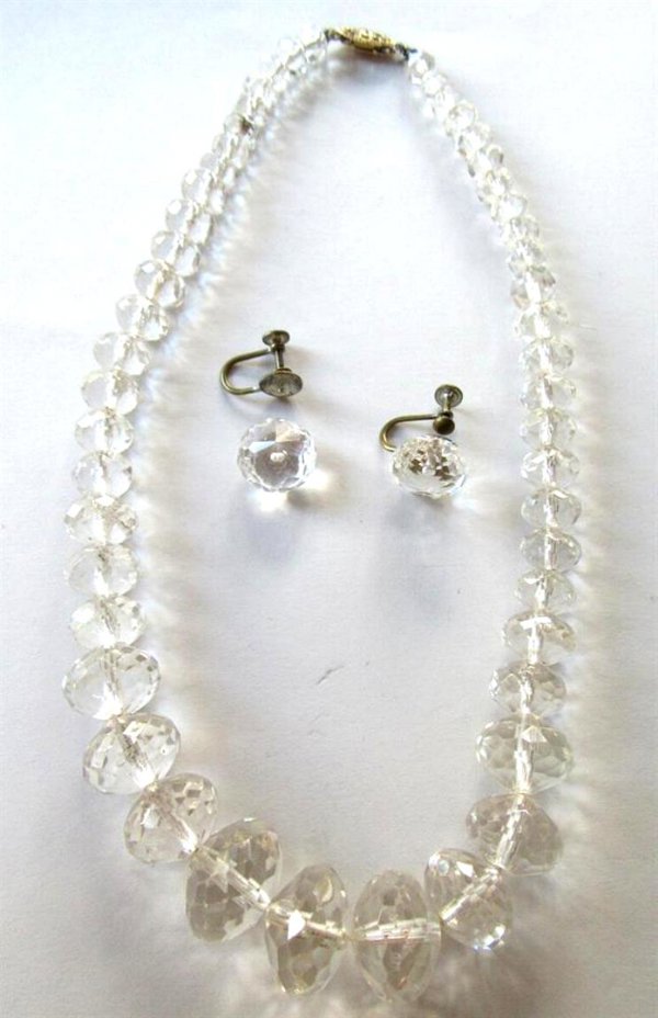 Vintage Lead Crystal? Necklace Set  Needs Restring Repair