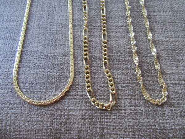 Three 14k Gold Plated Chains Lot