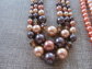 Two 1950s Multi Strand Necklaces Japan Brown and Peach Tones Vintage Jewelry