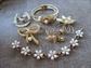 Vintage Gold Tone and Faux Pearl Jewelry Lot Pins Clamp Bracelet 