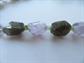 TWO Genuine Stone Beads Necklace Agate Green Zoizite ? Amethyst ? Gemstone