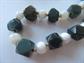 TWO Genuine Stone Beads Necklace Agate Green Zoizite ? Amethyst ? Gemstone