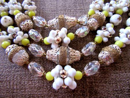 Vintage 1950's Lucite Necklace Crystal Glass Japan '50's Accessories