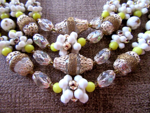 Vintage 1950's Lucite Necklace Crystal Glass Japan '50's Accessories