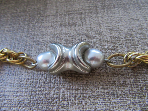 Vintage Twisted Chain Rope Necklace Faux Pearls