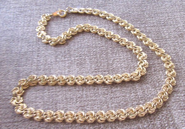 Vintage Gold Tone Chain Necklace Pinwheel Link