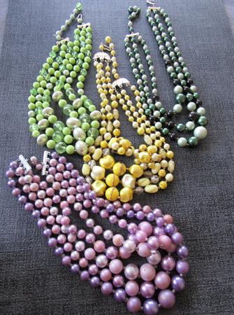 1950's Multi Strand Necklaces Lot Beads Destash or Wear Vintage Costume Jewelry