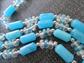 1960's Long Blue Lucite and Plastic Beads Necklace Lot Destsash Repurpose Jewelry Making