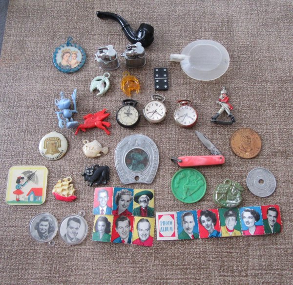 Large Vintage Cracker Jack Prize Lot Charms and More!
