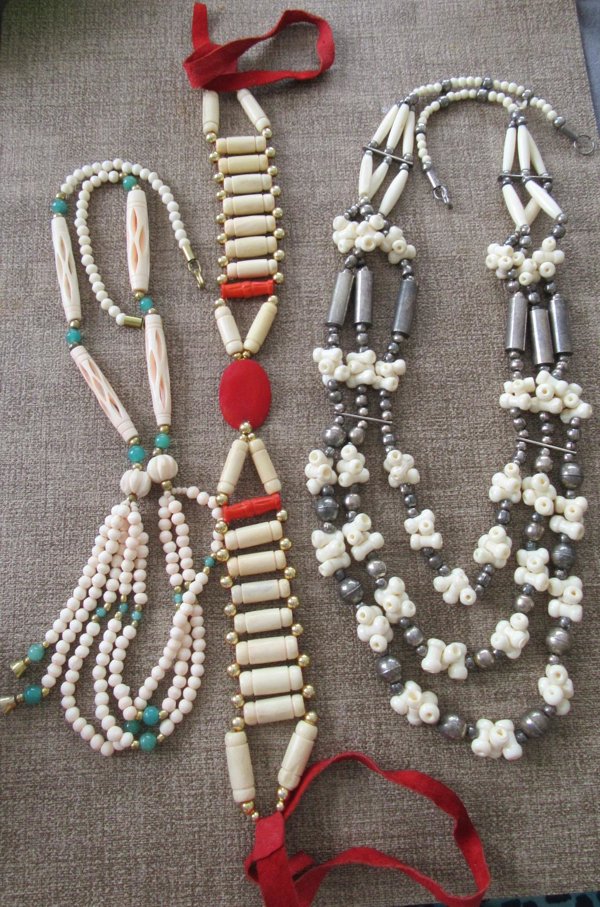 1980's Bone Necklaces Lot  Vintage Jewelry Ethnic Bohemian
