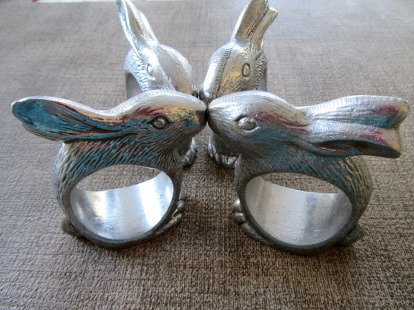 Vintage Rabbit Napkin Rings Set of Four Table Settings