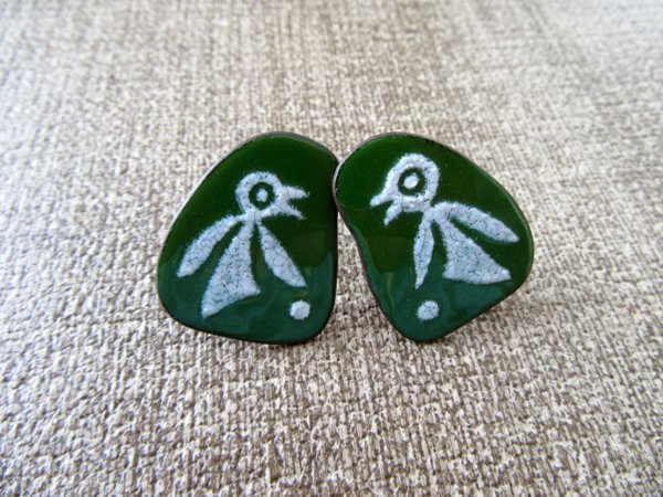 Vintage Copper Earrings Mid Century Bird Screw Backs 