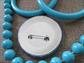 Vintage Groovy Aqua Jewelry Lot and Brady Bunch Button  Blue Beads and Bangles Costume Accessories