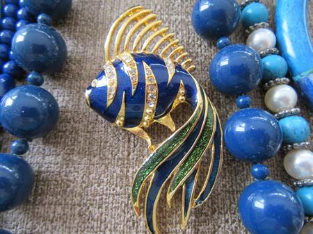 Vintage and New Blue Jewelry Lot Necklaces Bangles