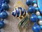 Vintage and New Blue Jewelry Lot Necklaces Bangle Bracelets Fish Pin Costume Jewelry