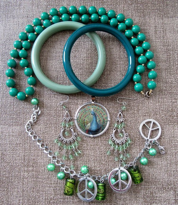 Vintage And Up Jewelry Lot Peacock Pendant