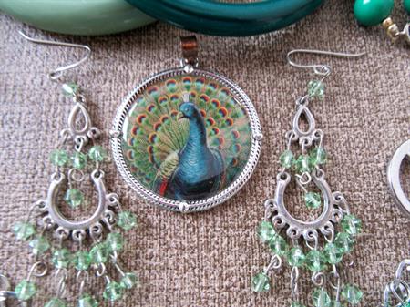 Vintage And Up Jewelry Lot Peacock Pendant