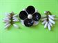 Mod 1960's Black and White Flower Pin and Dangle Cluster Clip On Earrings Vintage Costume Jewelry '60's Accessories