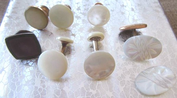 Victorian Mother of Pearl Cufflinks Odds and Ends Lot