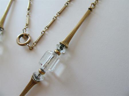 Antique Simmons Gold Filled and Crystal Necklace  Signed Jewelry