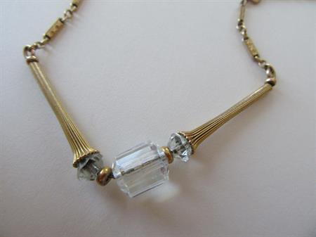 Antique Simmons Gold Filled Crystal Necklace Signed Jewelry