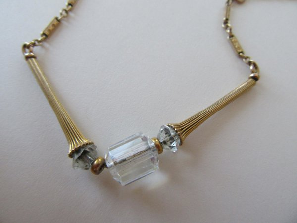 Antique Simmons Gold Filled Crystal Necklace Signed Jewelry