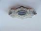 Victorian Style Filigree Pin with Blue Open Backed Rhinestone Vintage Costume Jewelry