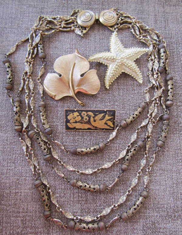 Vintage Signed Jewelry Lot Freirich Crown Trifari 