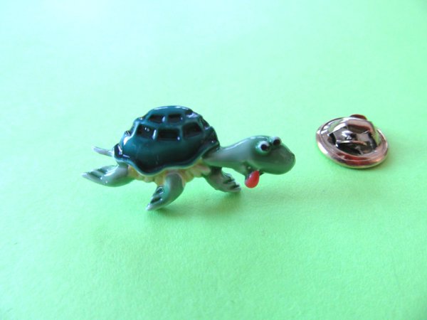 Vintage Anthropomorphic Turtle Pin Signed JJ 