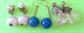 Vintage Mod 1960's Ball Earrings Blue and Pink '60's  Accessories  Twiggy Go Go