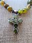 Genuine Dragon Agate Stone Necklace With Gemstone? Cross Pendant Religious Christian Catholic