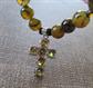 Genuine Dragon Agate Stone Necklace With Gemstone? Cross Pendant Religious Christian Catholic