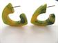 Vintage Bakelite Pierced Earrings Yellow with Swirls Costume Jewelry