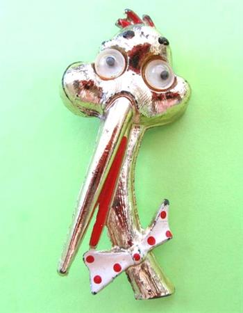  Vintage Anthropomorphic Pin Groucho Marx Stork Google Eyes 