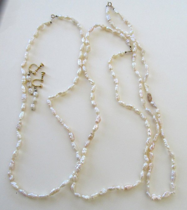 Vintage Freshwater Pearls Necklaces  14K Clasps Jewelry Making Supplies 