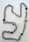 Vintage Chrome and Smokey Rhinestone Heart Chain Necklace Costume Jewelry