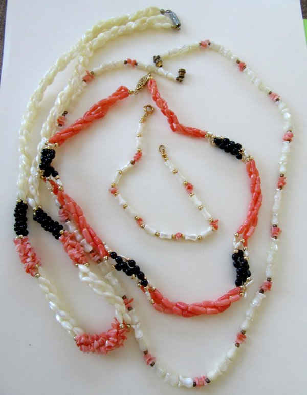 Vintage Coral and Mother of Pearl Lot  Jewelry Making 