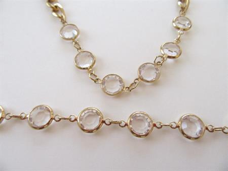 Vintage Crystal Station Gold Tone Chain Necklace  