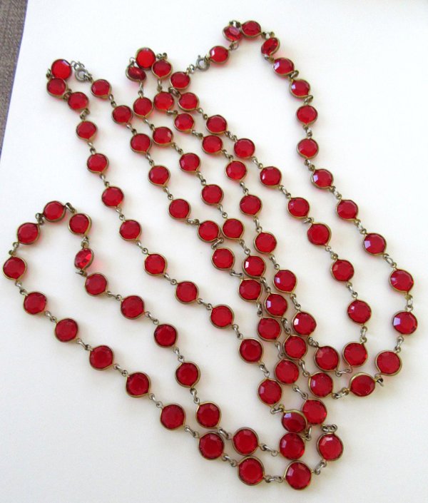 Vintage Faceted Red Lucite Necklaces 