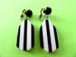 Vintage Mod 1960's Striped Lucite Clip Earrings Black and White '60's Accessories Costume Jewelry