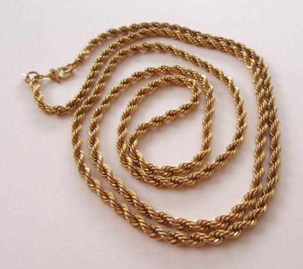 Vintage Monet Gold Rope Chain Signed Vintage Jewelry 