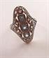 Sterling Silver Victorian Style  Filigree Ring Aquamarine and Opals? 7 1/2  Fine Jewelry