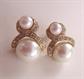 1980's Marvella Faux Pearl Rhinestone Pierced Earrings Signed Vintage Jewelry Bridal Jewelry