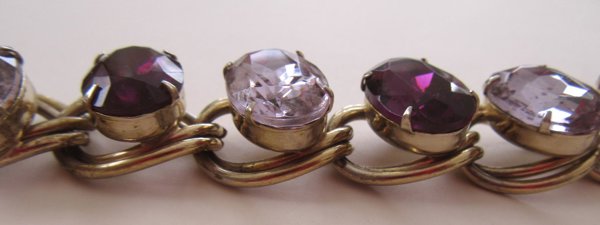 Vintage Purple Rhinestone Bracelet For Smaller Wrist