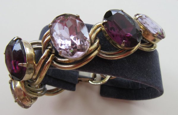 Vintage Purple Rhinestone Bracelet For Smaller Wrist