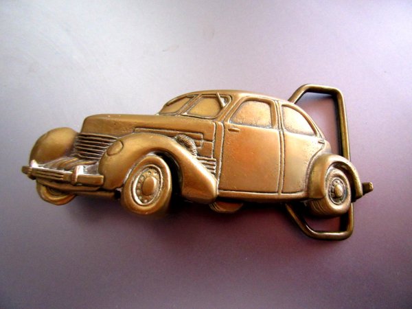 Vintage Brass Car Belt Buckle BBB 1970's