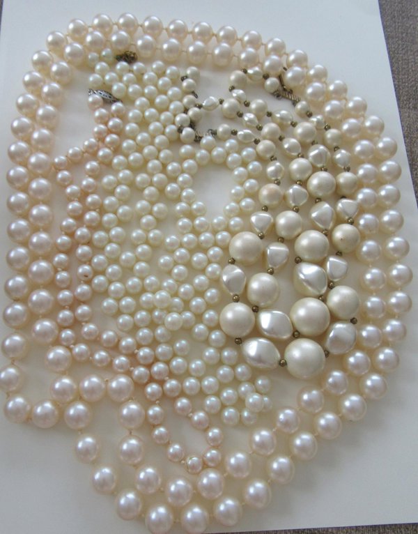Vintage Faux Pearl Necklaces Lot Beads