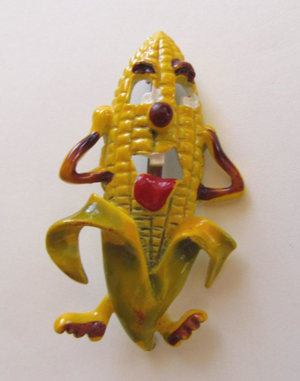 Vintage Anthropomorphic Corn on the Cob Pin Figural