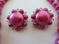 Vintage 1950's Pink Multi Strand Necklace Earrings Set '50's Accessories